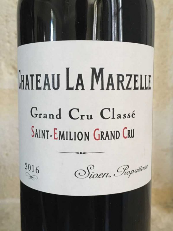 Close up of Chateau La Marzelle wine label