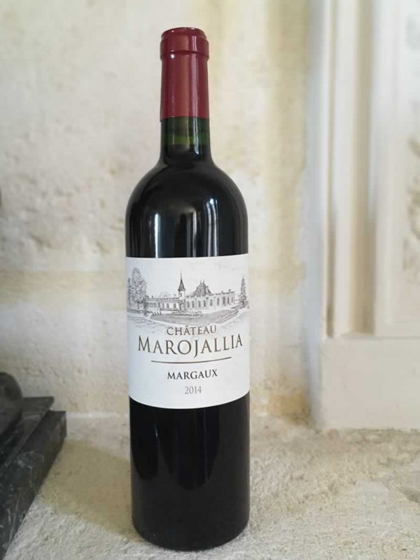 Bottle of Chateau Marojallia red wine from the Bordeaux region