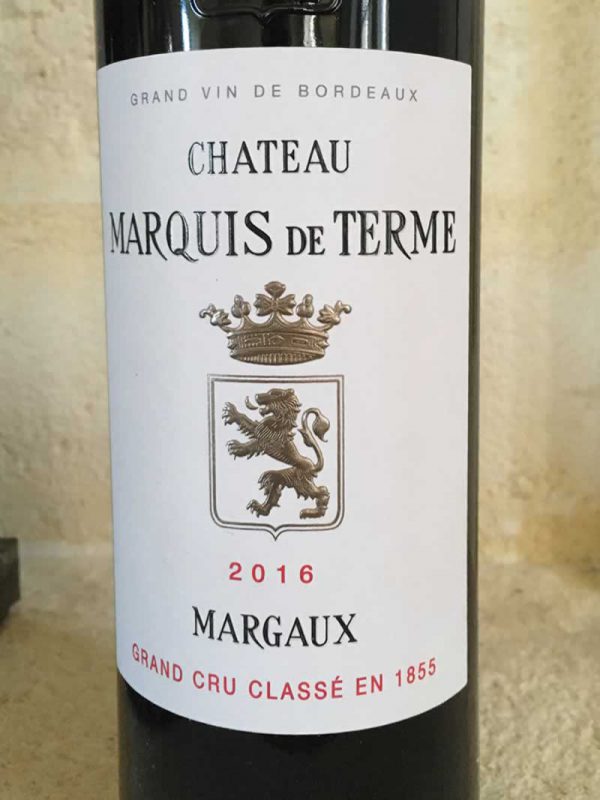 Close up of Chateau Marquis de Terme Wine Label