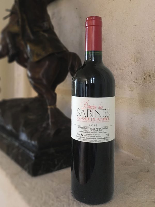 Bottle of Domaine Des Sabine red wine from Bordeaux