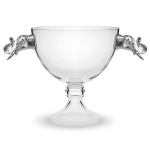 Large Elephant Pedestal Glass Bowl
